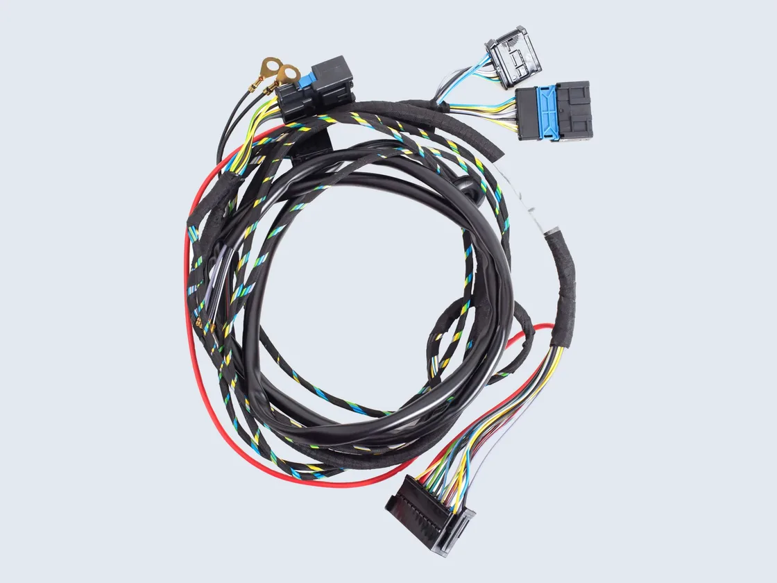 Willtronix multi-branch wire harness with molded connectors and braided sleeving
